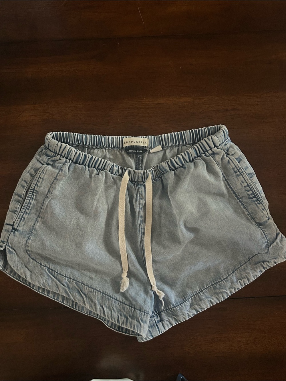 Aeropostale Light Blue Denim Drawstring shorts